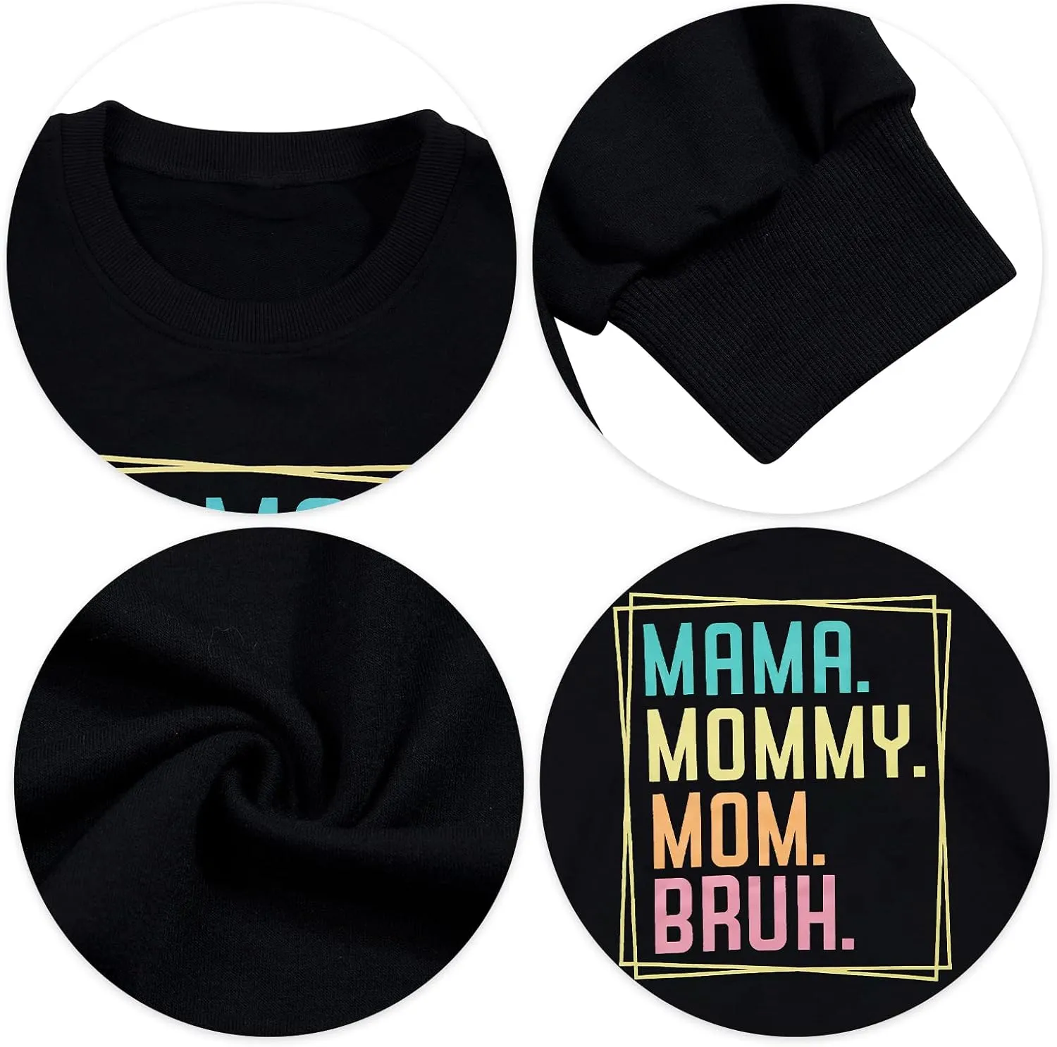 ASTANFY Oversized Mama Sweatshirt Women Mama Mom Bruh Pullover Tops Casual Crewneck Loose Long Sleeve Shirt
