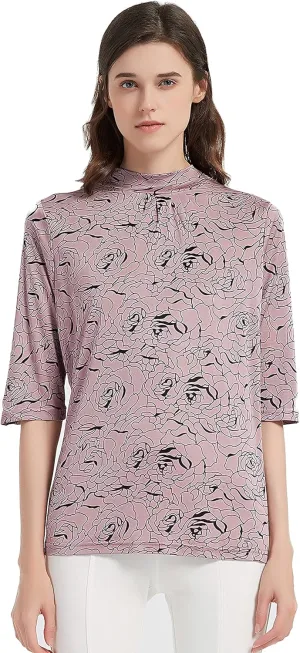 CLC Women's Mulberry Silk Printed T-Shirt Short Sleeve Shirt