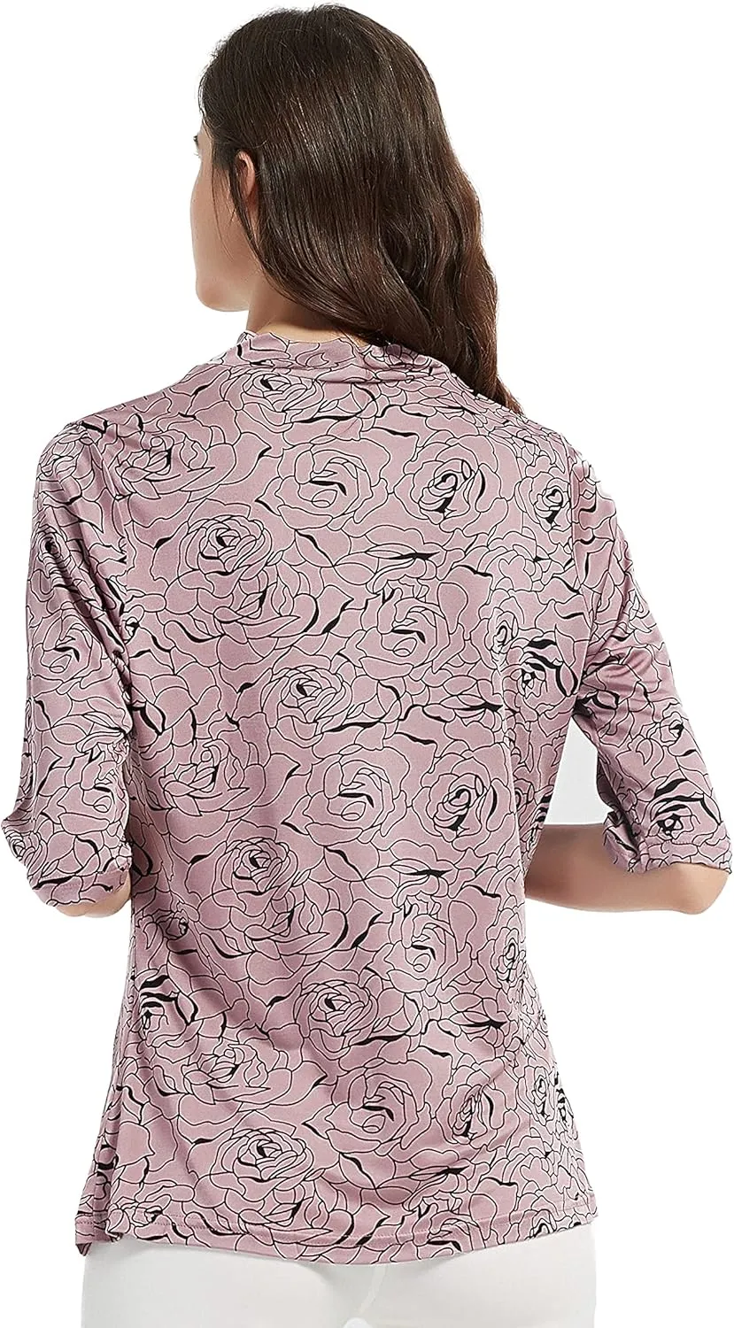 CLC Women's Mulberry Silk Printed T-Shirt Short Sleeve Shirt