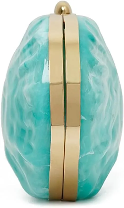 Women Acrylic Shell Clutch Purse Trendy Marble Evening Bag Chain Crossbody Shoulder Party Bag for Cocktail Weddings