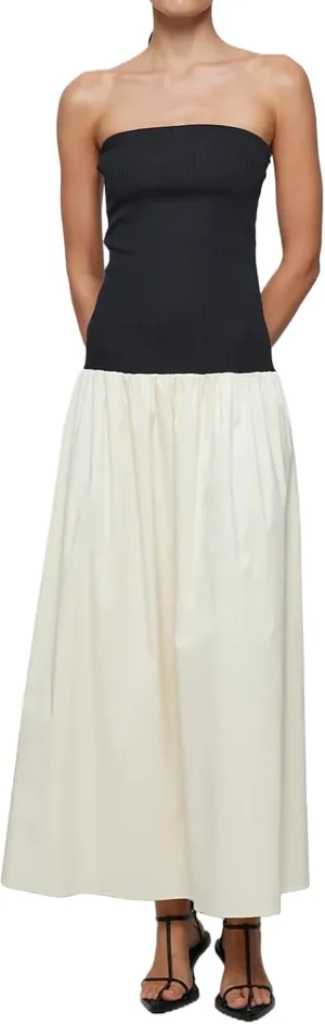 Women Summer Strapless Maxi Tube Dress Sleeveless Patchwork Off Shoulder Color Block Bandeau Swing Long Dress